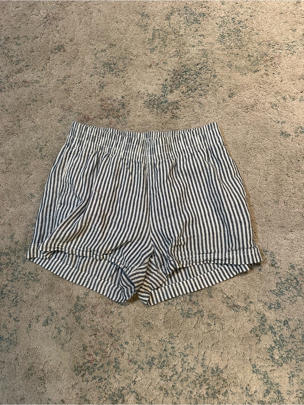 Old Navy Blue & White Striped High-Rise Shorts